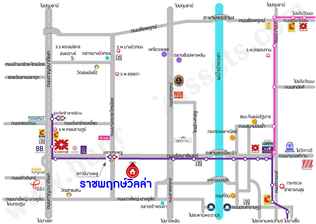 ทาวน์เฮ้าส์มือสองนนทบุรี โครงการ ราชพฤกษ์วิลล่า รัตนาธิเบศร์ เนื้อที่ 	16 ตร.ว. พื้นที่ใช้สอย 100 ตร.ม. ฟังก์ชัน 2 ห้องนอน 2 ห้องน้ำ 1 ที่จอดรถ บนทำเลเดินทางสะดวก เชื่อมต่อถนนรัตนาธิเบศร์, ถนนราชพฤกษ์, ถนนกาญจนาภิเษก ใกล้รถไฟฟ้าสายสีม่วง "สถานีบางพลู" และจุดขึ้นทางด่วน "ศรีรัช"